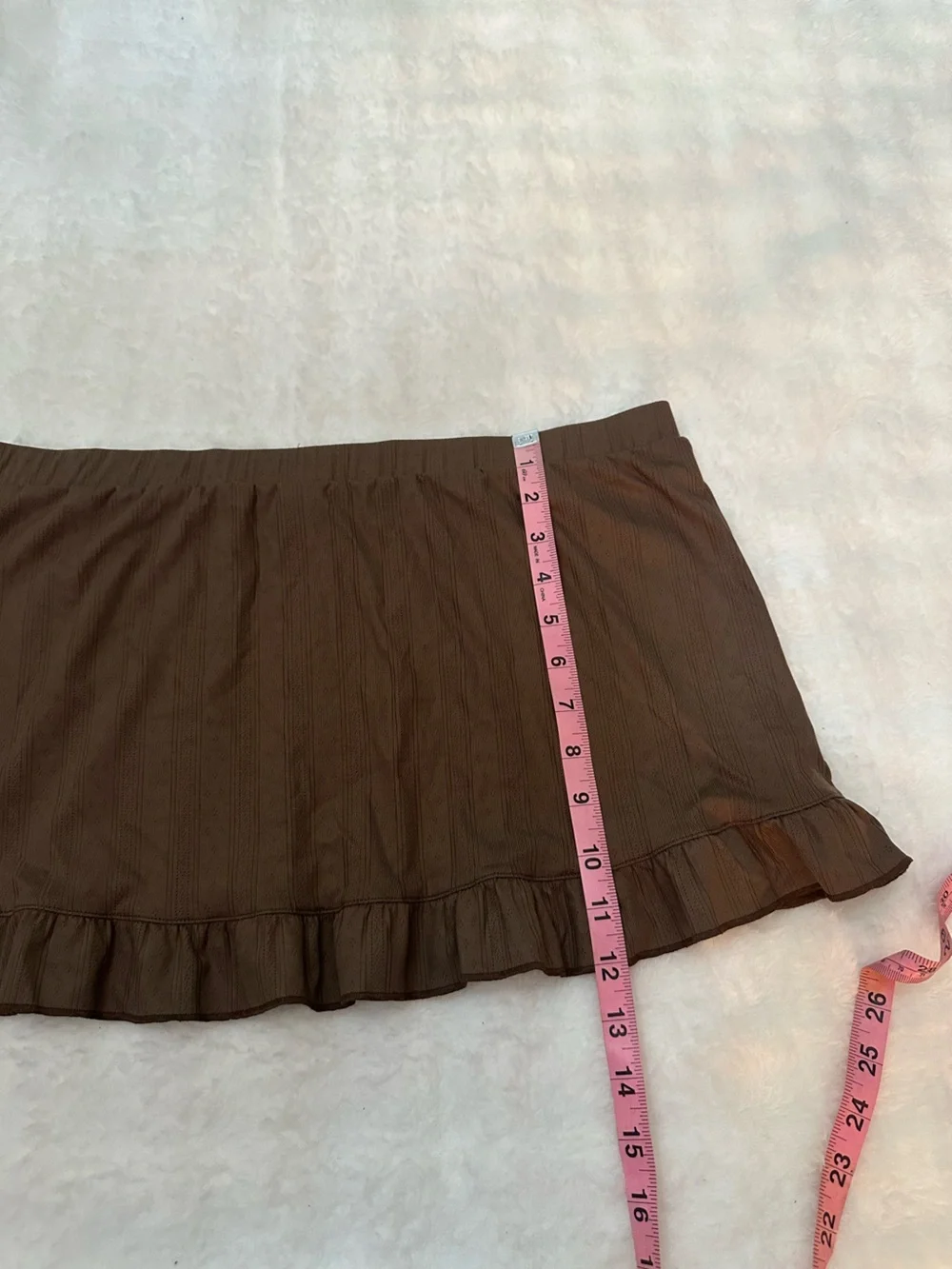 New! Frankie's Bikinis x PINK Brown Ruffle Hem Swim Coverup Skirt 9074